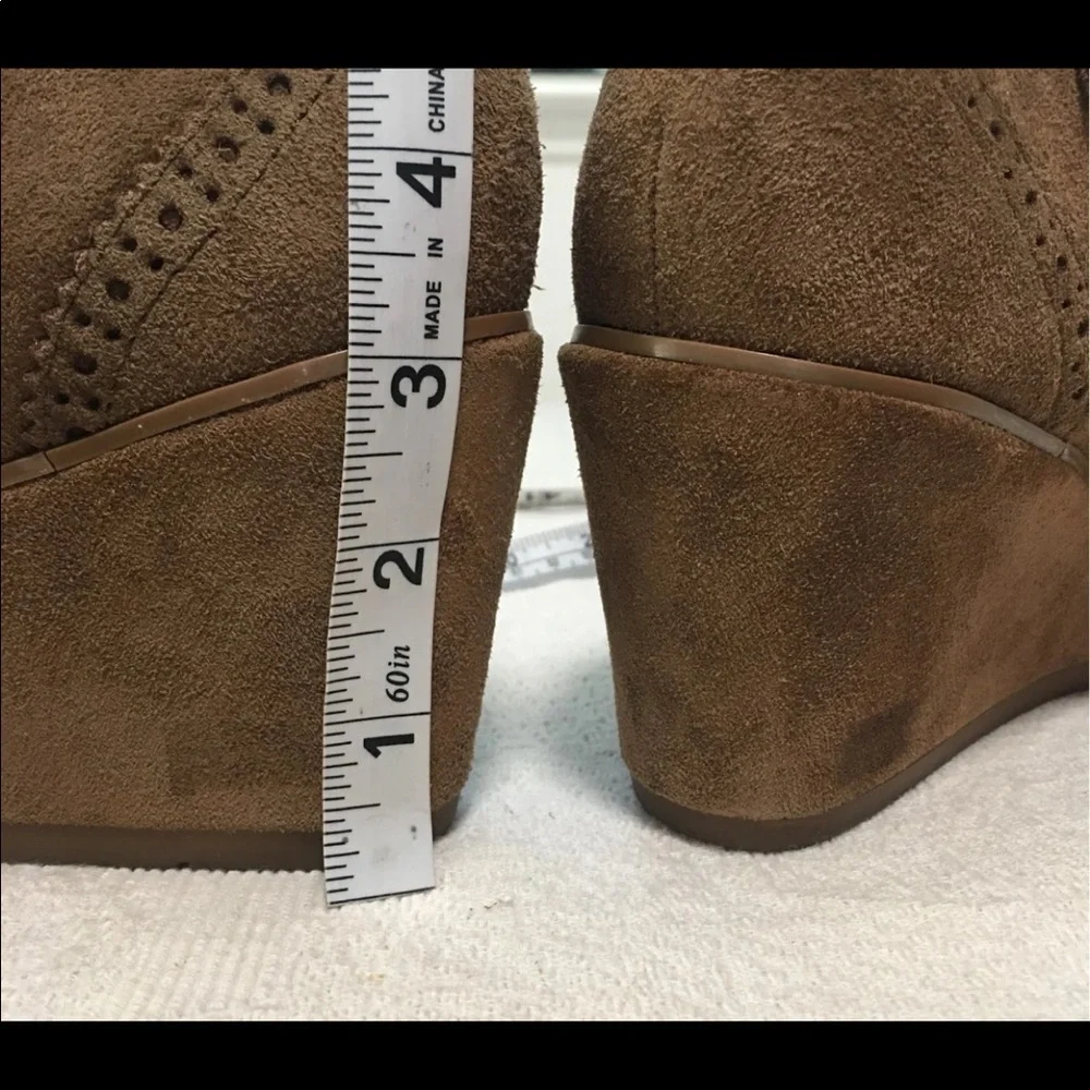Suede Wedge Ankle Boots Booties Womens Size 11 Renaissance Ren Faire Buckle
